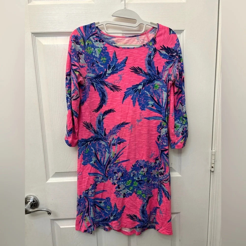 ! Lilly Pulitzer Surfcrest Swing Dress In Tiki Pink Out On A Limb Xs